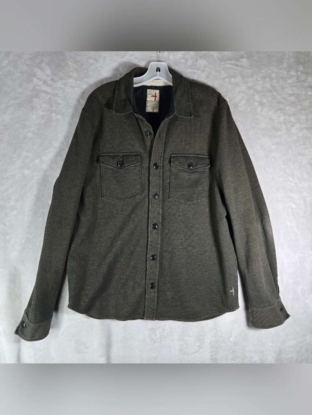Relwen Shacket Blanket Twill Flannel Button Up Men Sz Large Gray Green Red Des!